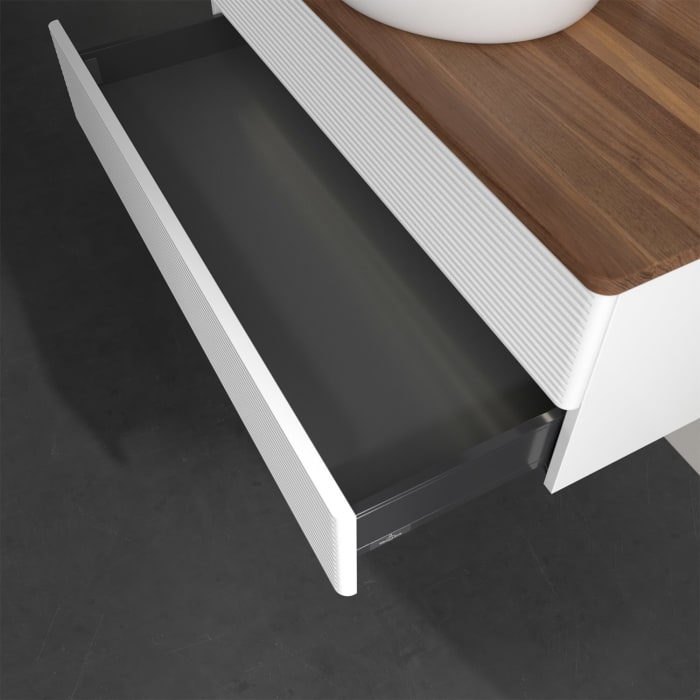 Villeroy & Boch Antao Waschbeckenunterschrank, 100 x 36 cm, 2 Auszüge mit LED-Licht, Front mit Struktur, mit Hahnloch