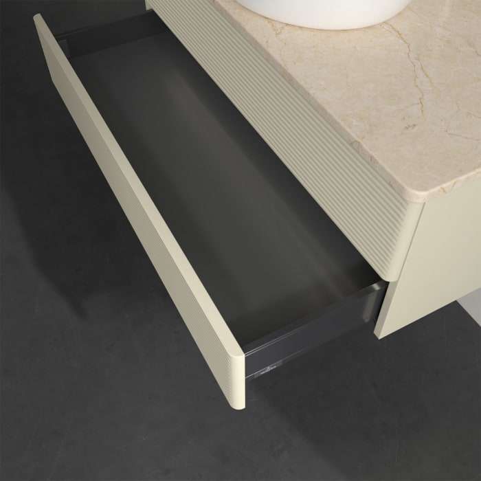 Villeroy & Boch Antao Waschbeckenunterschrank, 100 x 36 cm, 2 Auszüge mit LED-Licht, Front mit Struktur, mit Hahnloch