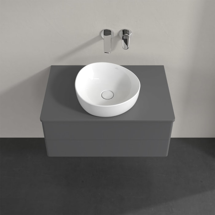 Villeroy & Boch Antao Waschbeckenunterschrank, 80 x 36 cm, 2 Auszüge mit LED-Licht, Front ohne Struktur, ohne Hahnloch