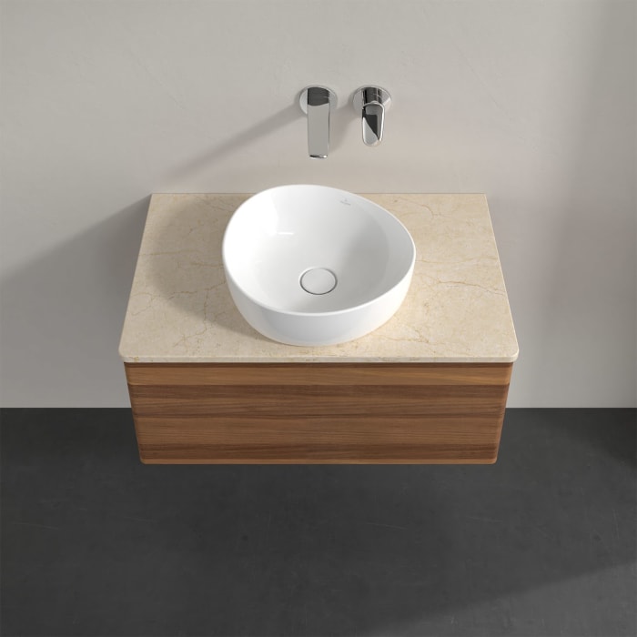 Villeroy & Boch Antao Waschbeckenunterschrank, 80 x 36 cm, 2 Auszüge mit LED-Licht, Front ohne Struktur, ohne Hahnloch