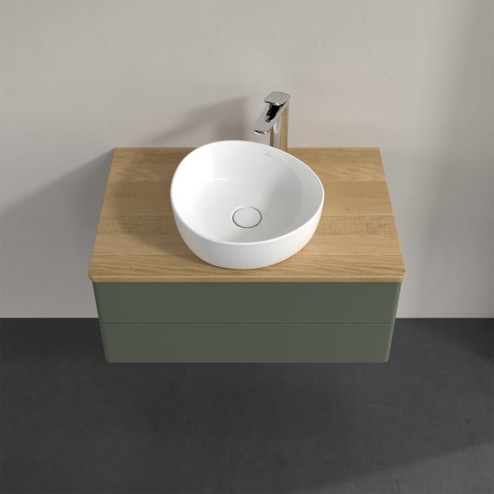 Villeroy & Boch Antao Waschbeckenunterschrank, 80 x 36 cm, 2 Auszüge mit LED-Licht, Front ohne Struktur, mit Hahnloch