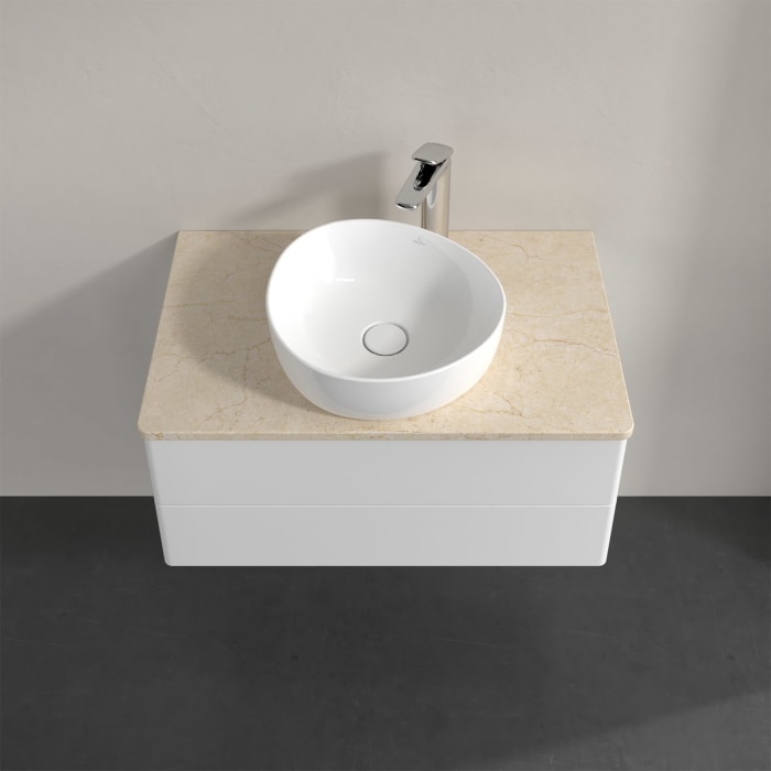 Villeroy & Boch Antao Waschbeckenunterschrank, 80 x 36 cm, 2 Auszüge mit LED-Licht, Front ohne Struktur, mit Hahnloch