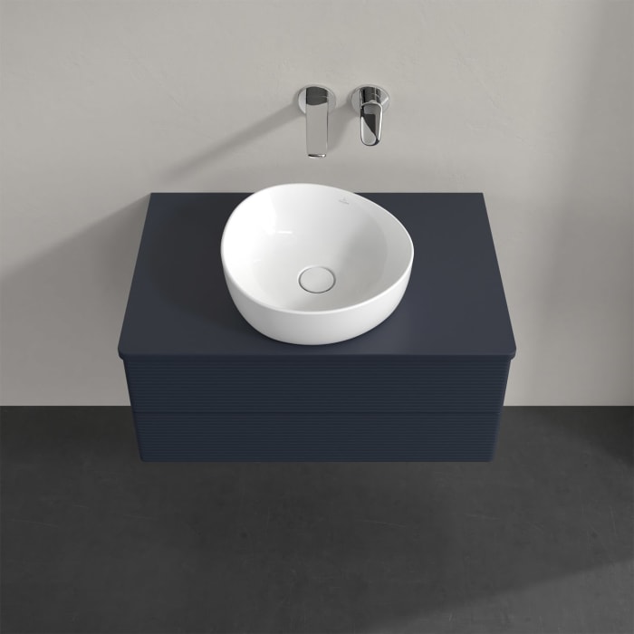 Villeroy & Boch Antao Waschbeckenunterschrank, 80 x 36 cm, 2 Auszüge mit LED-Licht, Front mit Struktur, ohne Hahnloch