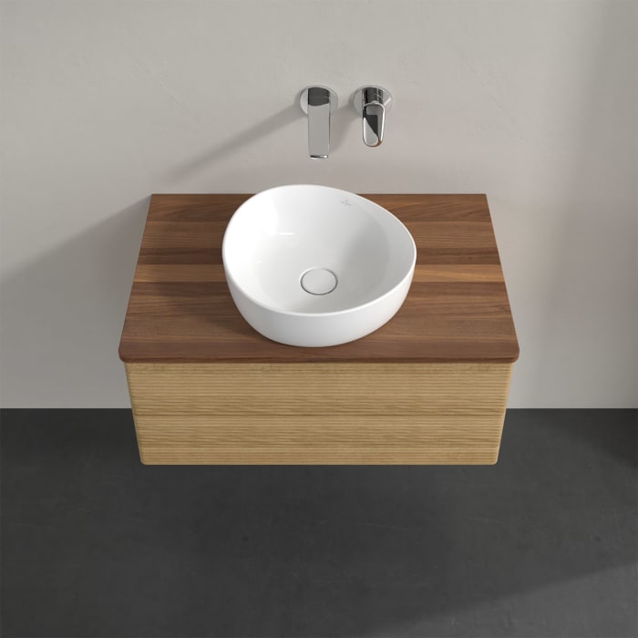 Villeroy & Boch Antao Waschbeckenunterschrank, 80 x 36 cm, 2 Auszüge mit LED-Licht, Front mit Struktur, ohne Hahnloch