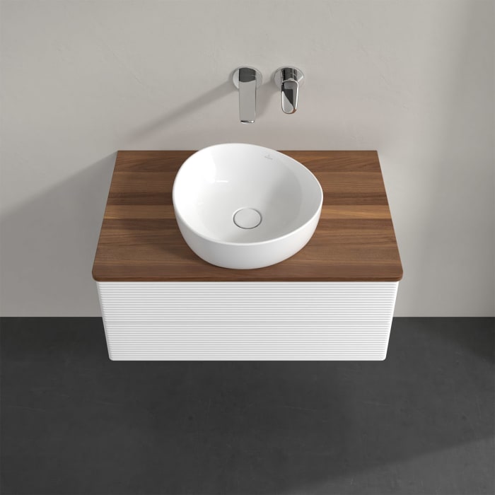 Villeroy & Boch Antao Waschbeckenunterschrank, 80 x 36 cm, 2 Auszüge mit LED-Licht, Front mit Struktur, ohne Hahnloch