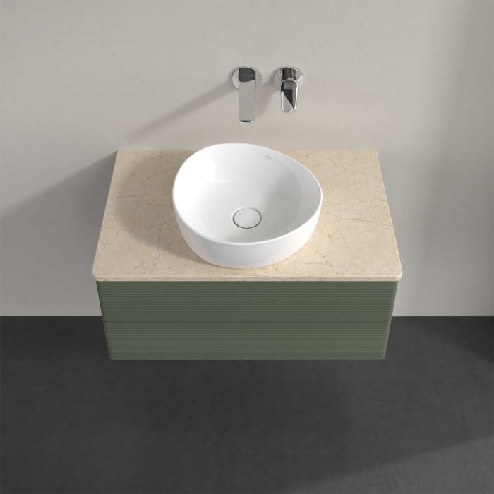 Villeroy & Boch Antao Waschbeckenunterschrank, 80 x 36 cm, 2 Auszüge mit LED-Licht, Front mit Struktur, ohne Hahnloch