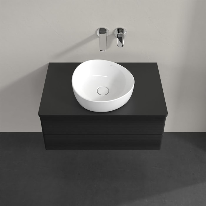 Villeroy & Boch Antao Waschbeckenunterschrank, 80 x 36 cm, 2 Auszüge mit LED-Licht, Front mit Struktur, mit Hahnloch