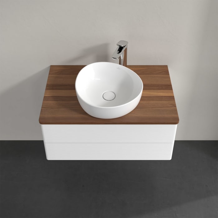 Villeroy & Boch Antao Waschbeckenunterschrank, 80 x 36 cm, 2 Auszüge mit LED-Licht, Front mit Struktur, mit Hahnloch