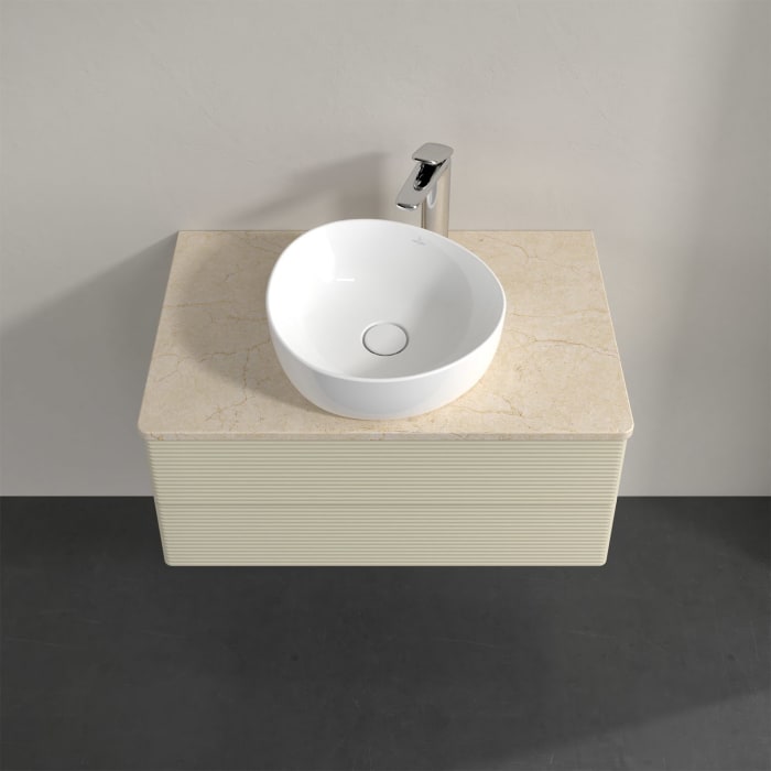 Villeroy & Boch Antao Waschbeckenunterschrank, 80 x 36 cm, 2 Auszüge mit LED-Licht, Front mit Struktur, mit Hahnloch