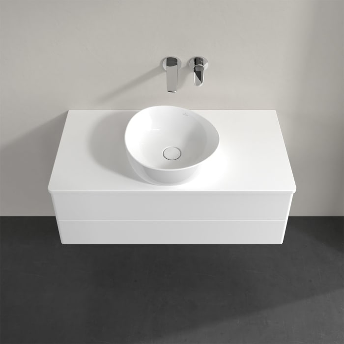 Villeroy & Boch Antao Waschbeckenunterschrank, 100 x 36 cm, 2 Auszüge mit LED-Licht, Front ohne Struktur, ohne Hahnloch