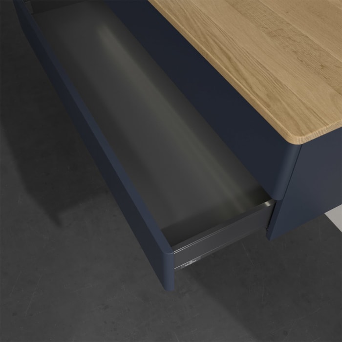 Villeroy & Boch Antao Waschbeckenunterschrank, 120 x 36 cm, 2 Auszüge mit LED-Licht, Front ohne Struktur, ohne Hahnloch, für Waschtisch links