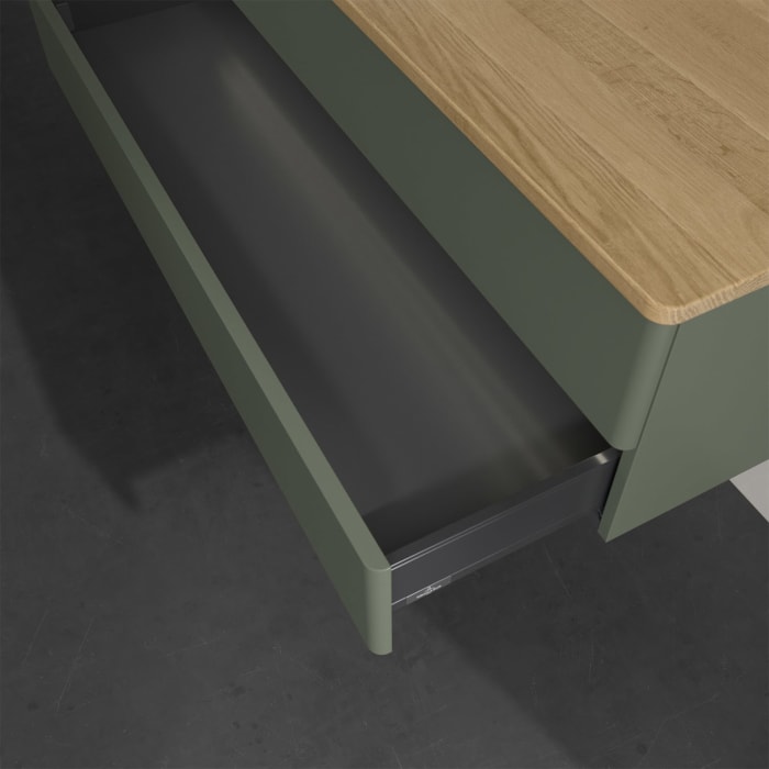 Villeroy & Boch Antao Waschbeckenunterschrank, 120 x 36 cm, 2 Auszüge mit LED-Licht, Front ohne Struktur, ohne Hahnloch, für Waschtisch links