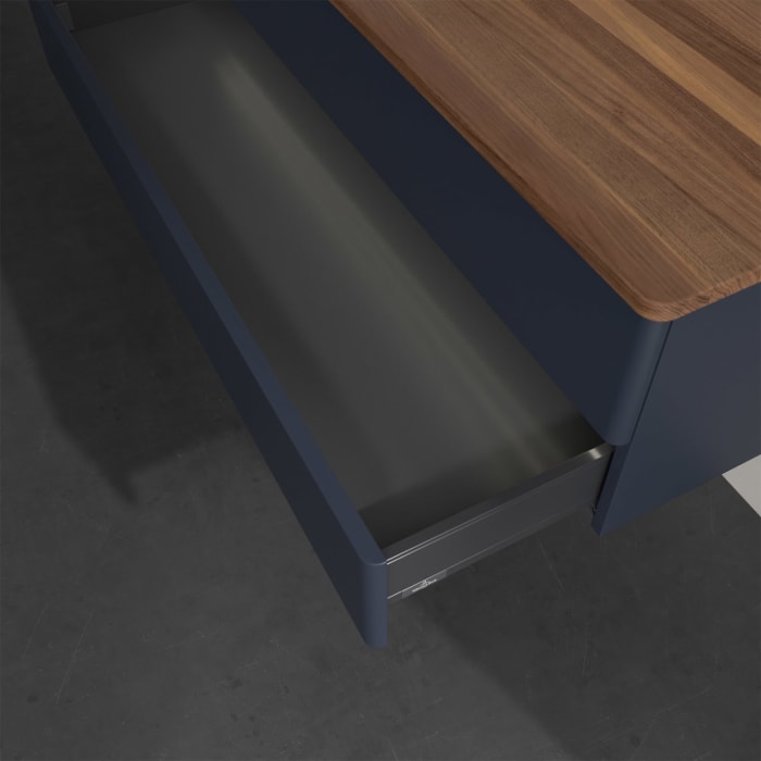 Villeroy & Boch Antao Waschbeckenunterschrank, 120 x 36 cm, 2 Auszüge mit LED-Licht, Front ohne Struktur, ohne Hahnloch, für Waschtisch links