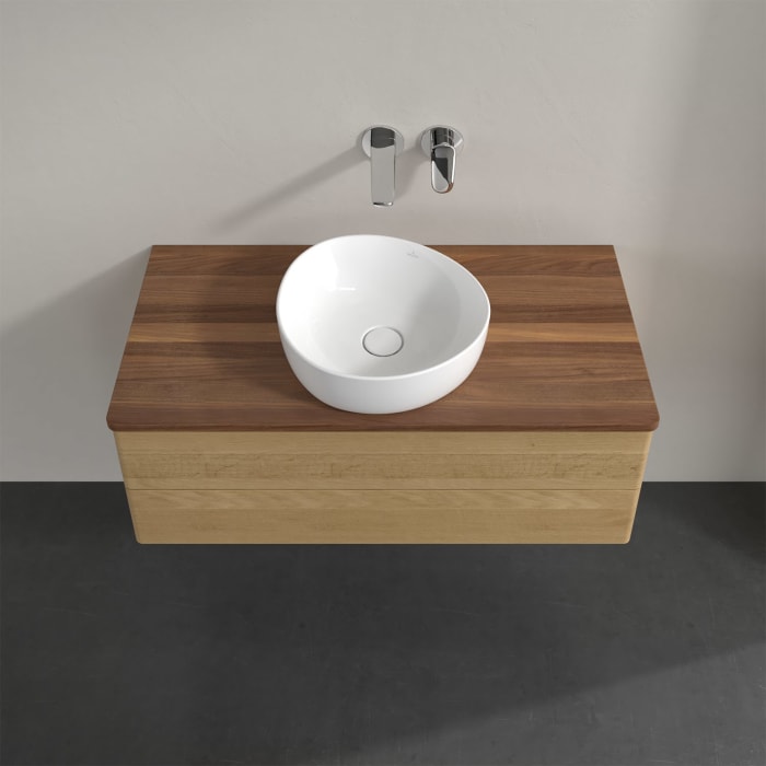 Villeroy & Boch Antao Waschbeckenunterschrank, 100 x 36 cm, 2 Auszüge mit LED-Licht, Front ohne Struktur, ohne Hahnloch