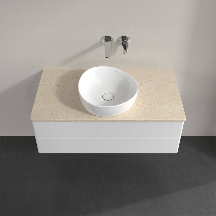 Villeroy & Boch Antao Waschbeckenunterschrank, 100 x 36 cm, 2 Auszüge mit LED-Licht, Front ohne Struktur, ohne Hahnloch