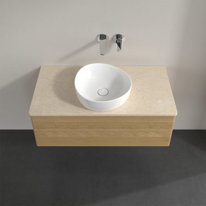 Villeroy & Boch Antao Waschbeckenunterschrank, 100 x 36 cm, 2 Auszüge mit LED-Licht, Front ohne Struktur, ohne Hahnloch