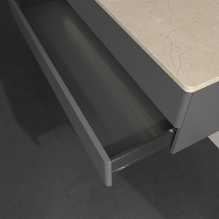 Villeroy & Boch Antao Waschbeckenunterschrank, 120 x 36 cm, 2 Auszüge mit LED-Licht, Front ohne Struktur, ohne Hahnloch, für Waschtisch links