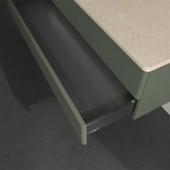 Villeroy & Boch Antao Waschbeckenunterschrank, 120 x 36 cm, 2 Auszüge mit LED-Licht, Front ohne Struktur, ohne Hahnloch, für Waschtisch links