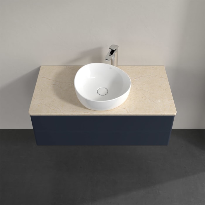 Villeroy & Boch Antao Waschbeckenunterschrank, 100 x 36 cm, 2 Auszüge mit LED-Licht, Front ohne Struktur, mit Hahnloch