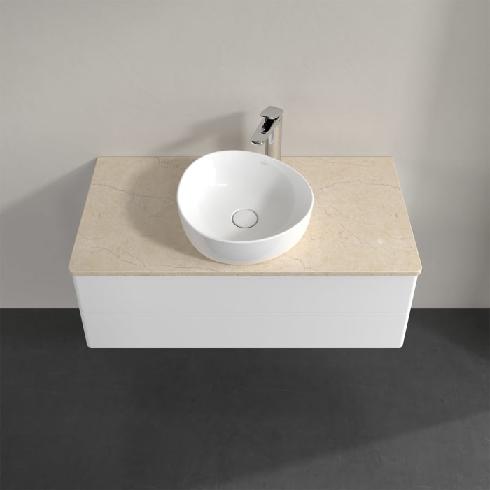 Villeroy & Boch Antao Waschbeckenunterschrank, 100 x 36 cm, 2 Auszüge mit LED-Licht, Front ohne Struktur, mit Hahnloch