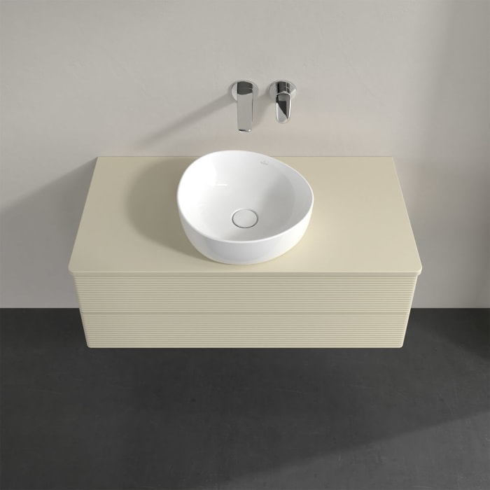 Villeroy & Boch Antao Waschbeckenunterschrank, 100 x 36 cm, 2 Auszüge mit LED-Licht, Front mit Struktur, ohne Hahnloch