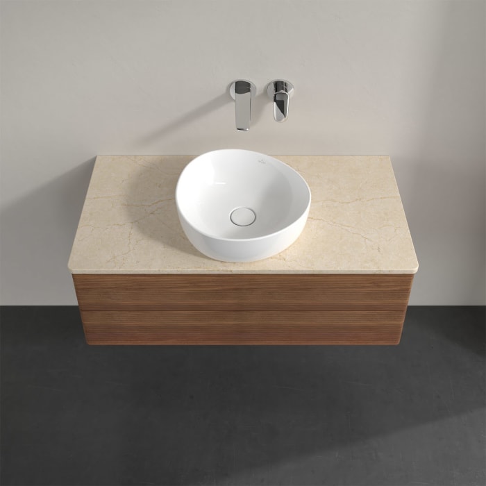 Villeroy & Boch Antao Waschbeckenunterschrank, 100 x 36 cm, 2 Auszüge mit LED-Licht, Front mit Struktur, ohne Hahnloch