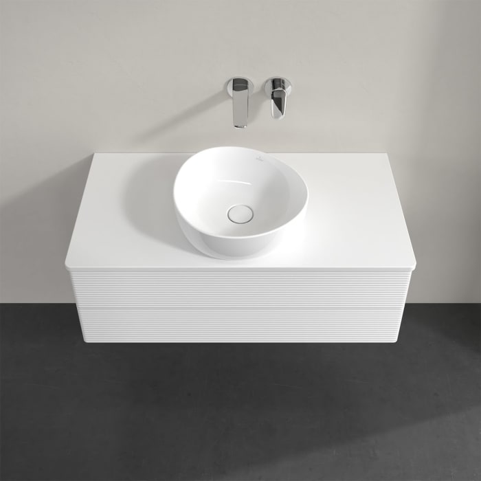 Villeroy & Boch Antao Waschbeckenunterschrank, 100 x 36 cm, 2 Auszüge mit LED-Licht, Front mit Struktur, mit Hahnloch