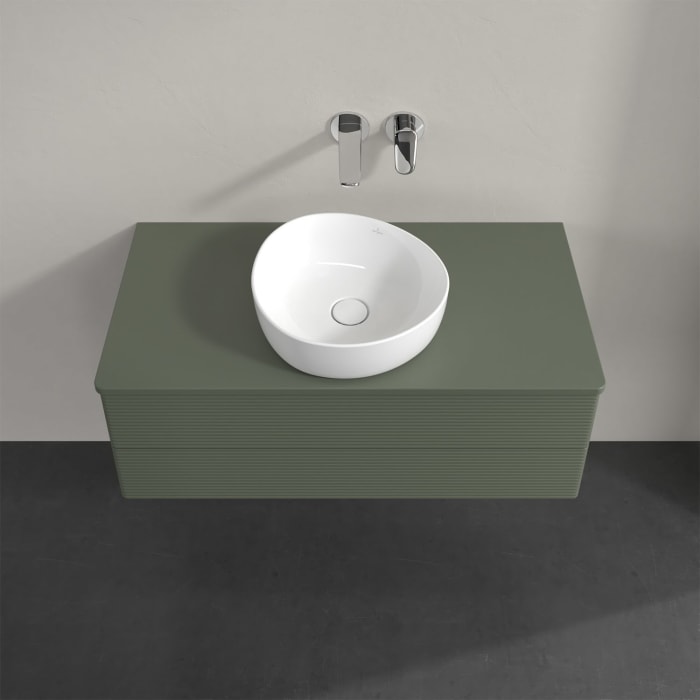 Villeroy & Boch Antao Waschbeckenunterschrank, 100 x 36 cm, 2 Auszüge mit LED-Licht, Front mit Struktur, mit Hahnloch