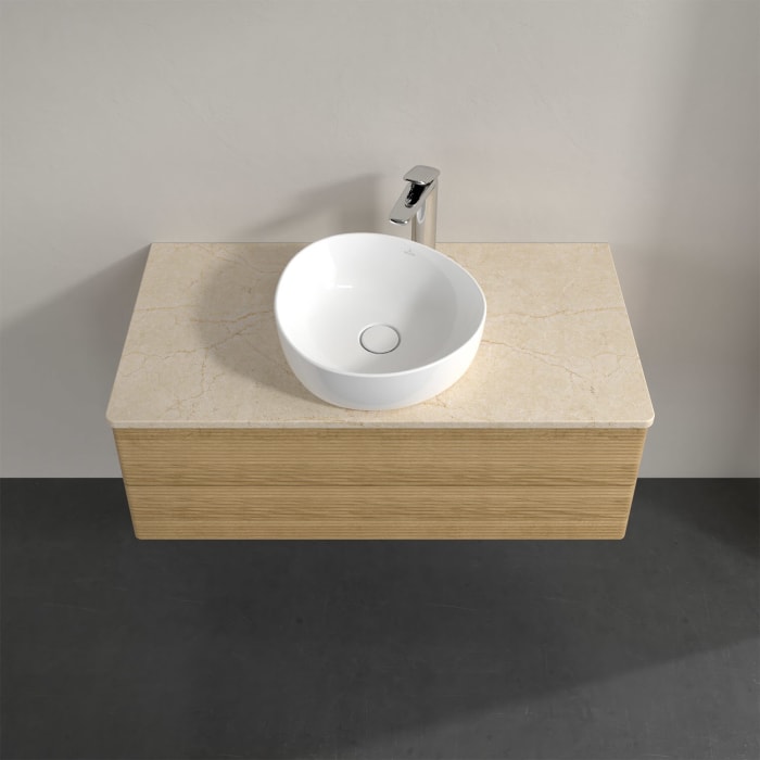 Villeroy & Boch Antao Waschbeckenunterschrank, 100 x 36 cm, 2 Auszüge mit LED-Licht, Front mit Struktur, mit Hahnloch