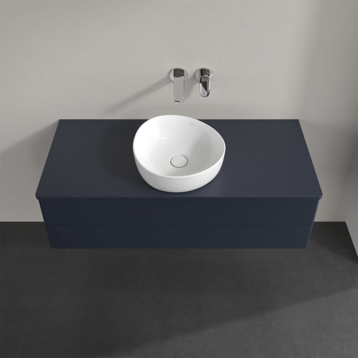 Villeroy & Boch Antao Waschbeckenunterschrank, 120 x 36 cm, 2 Auszüge mit LED-Licht, Front ohne Struktur, ohne Hahnloch, für Waschtisch mittig