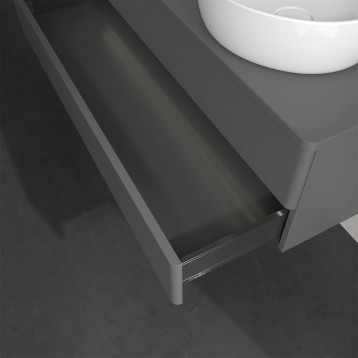 Villeroy & Boch Antao Waschbeckenunterschrank, 120 x 36 cm, 2 Auszüge mit LED-Licht, Front ohne Struktur, ohne Hahnloch, für Waschtisch rechts