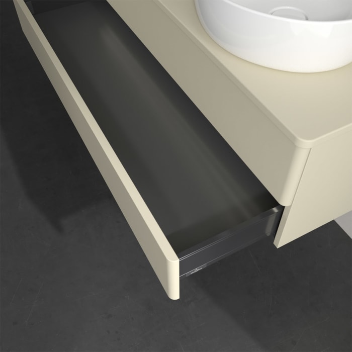 Villeroy & Boch Antao Waschbeckenunterschrank, 120 x 36 cm, 2 Auszüge mit LED-Licht, Front ohne Struktur, ohne Hahnloch, für Waschtisch rechts