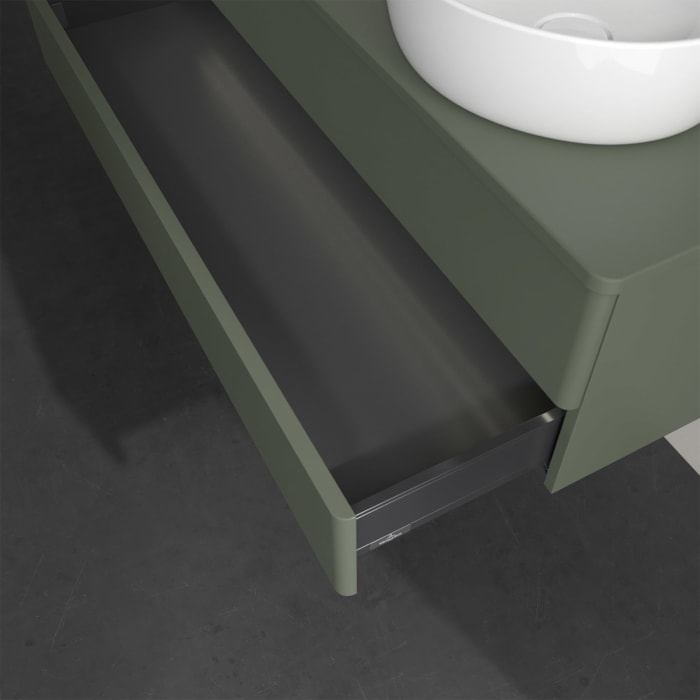 Villeroy & Boch Antao Waschbeckenunterschrank, 120 x 36 cm, 2 Auszüge mit LED-Licht, Front ohne Struktur, ohne Hahnloch, für Waschtisch rechts