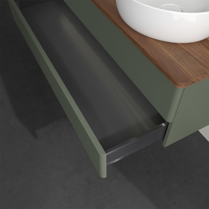 Villeroy & Boch Antao Waschbeckenunterschrank, 120 x 36 cm, 2 Auszüge mit LED-Licht, Front ohne Struktur, ohne Hahnloch, für Waschtisch rechts