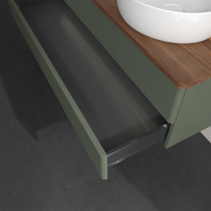 Villeroy & Boch Antao Waschbeckenunterschrank, 120 x 36 cm, 2 Auszüge mit LED-Licht, Front ohne Struktur, ohne Hahnloch, für Waschtisch links und rech