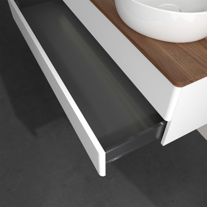 Villeroy & Boch Antao Waschbeckenunterschrank, 120 x 36 cm, 2 Auszüge mit LED-Licht, Front ohne Struktur, ohne Hahnloch, für Waschtisch links und rech