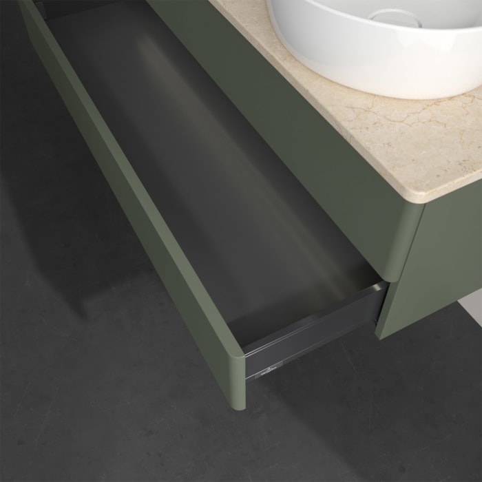 Villeroy & Boch Antao Waschbeckenunterschrank, 120 x 36 cm, 2 Auszüge mit LED-Licht, Front ohne Struktur, ohne Hahnloch, für Waschtisch links und rech