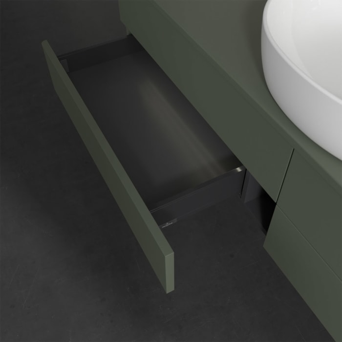 Villeroy & Boch Antao Waschbeckenunterschrank, 160 x 36 cm, 4 Auszüge mit LED-Licht, Front ohne Struktur, ohne Hahnloch, für Waschtisch mittig