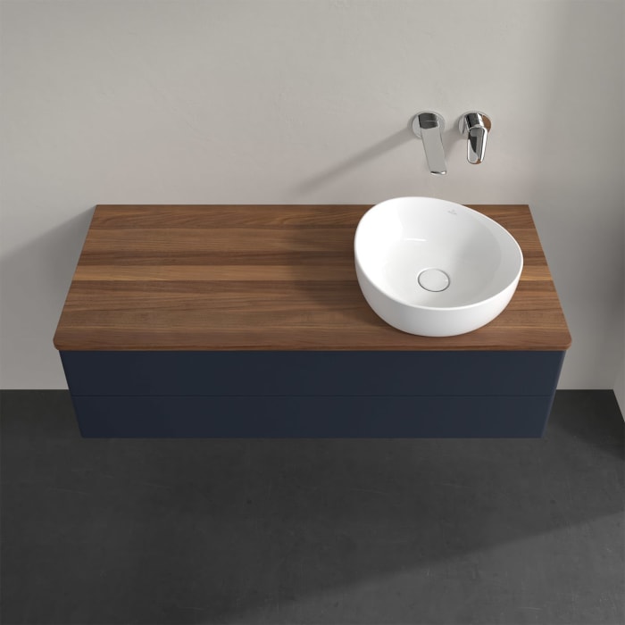 Villeroy & Boch Antao Waschbeckenunterschrank, 120 x 36 cm, 2 Auszüge mit LED-Licht, Front ohne Struktur, ohne Hahnloch, für Waschtisch rechts