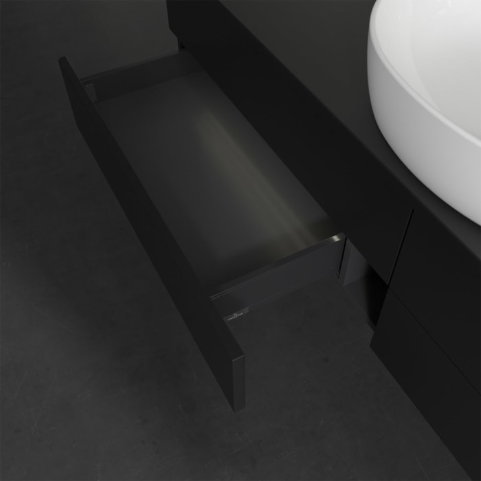 Villeroy & Boch Antao Waschbeckenunterschrank, 160 x 36 cm, 4 Auszüge mit LED-Licht, Front ohne Struktur, ohne Hahnloch, für Waschtisch mittig