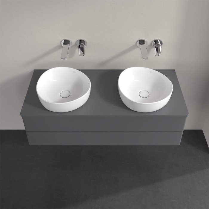 Villeroy & Boch Antao Waschbeckenunterschrank, 120 x 36 cm, 2 Auszüge mit LED-Licht, Front ohne Struktur, ohne Hahnloch, für Waschtisch links und rech