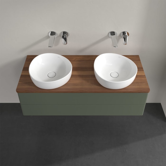 Villeroy & Boch Antao Waschbeckenunterschrank, 120 x 36 cm, 2 Auszüge mit LED-Licht, Front ohne Struktur, ohne Hahnloch, für Waschtisch links und rech