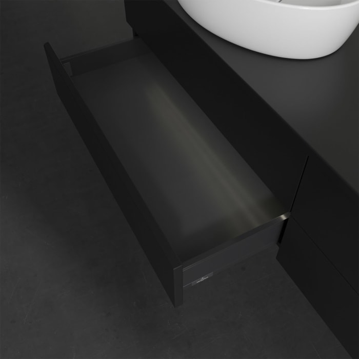 Villeroy & Boch Antao Waschbeckenunterschrank, 160 x 36 cm, 4 Auszüge mit LED-Licht, Front ohne Struktur, ohne Hahnloch, für Waschtisch links