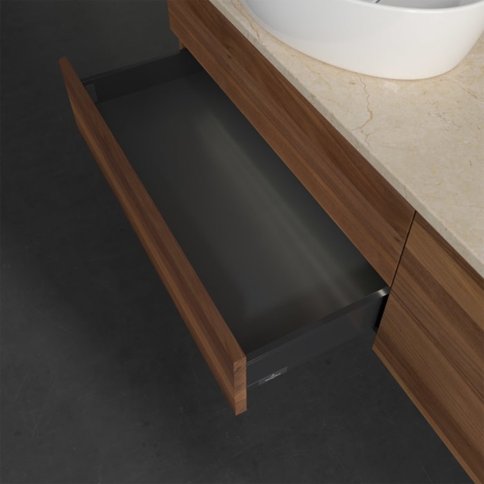 Villeroy & Boch Antao Waschbeckenunterschrank, 160 x 36 cm, 4 Auszüge mit LED-Licht, Front ohne Struktur, ohne Hahnloch, für Waschtisch links