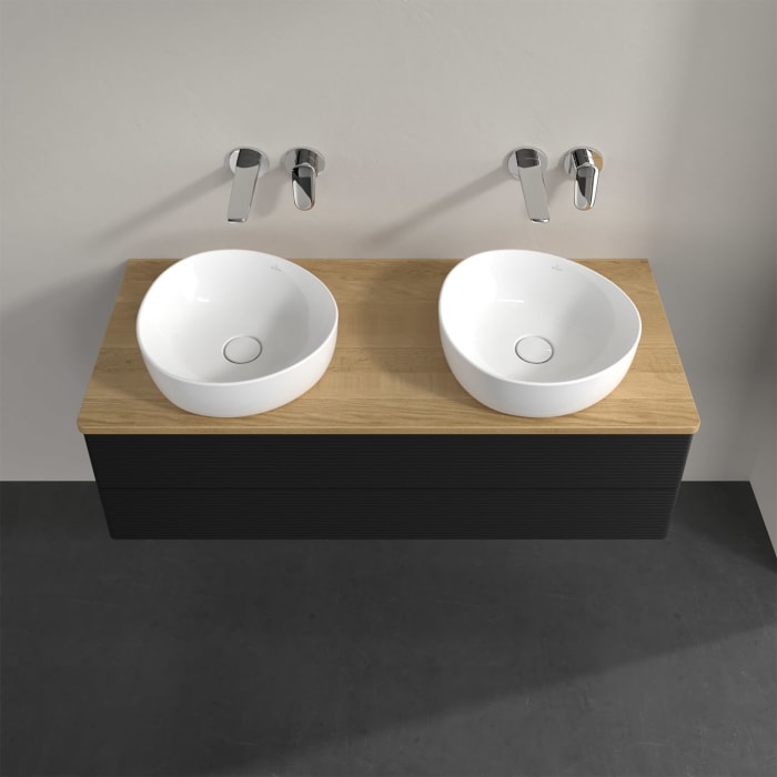 Villeroy & Boch Antao Waschbeckenunterschrank, 120 x 36 cm, 2 Auszüge mit LED-Licht, Front mit Struktur, ohne Hahnloch, für Waschtisch links und recht