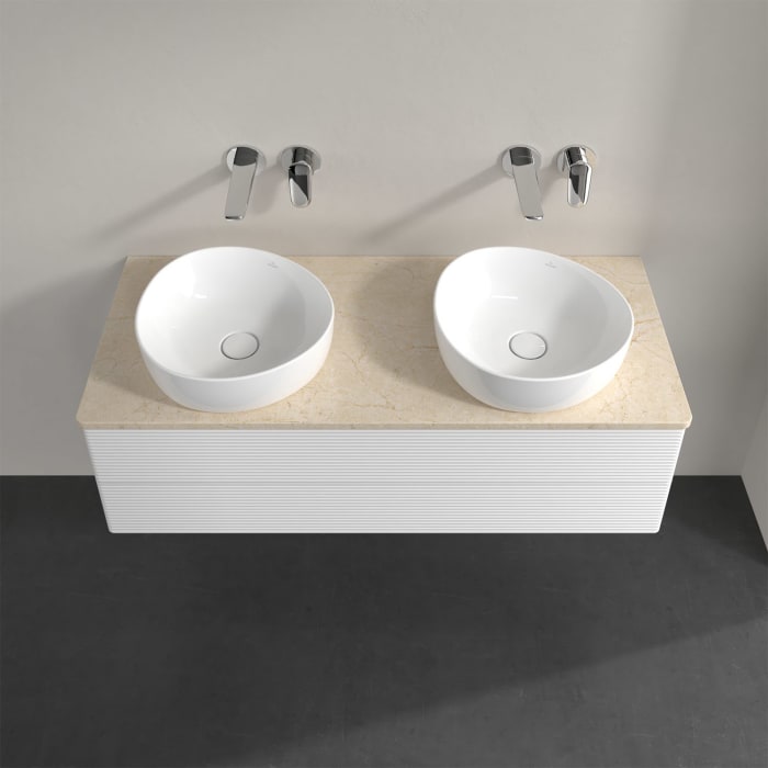 Villeroy & Boch Antao Waschbeckenunterschrank, 120 x 36 cm, 2 Auszüge mit LED-Licht, Front mit Struktur, ohne Hahnloch, für Waschtisch links und recht