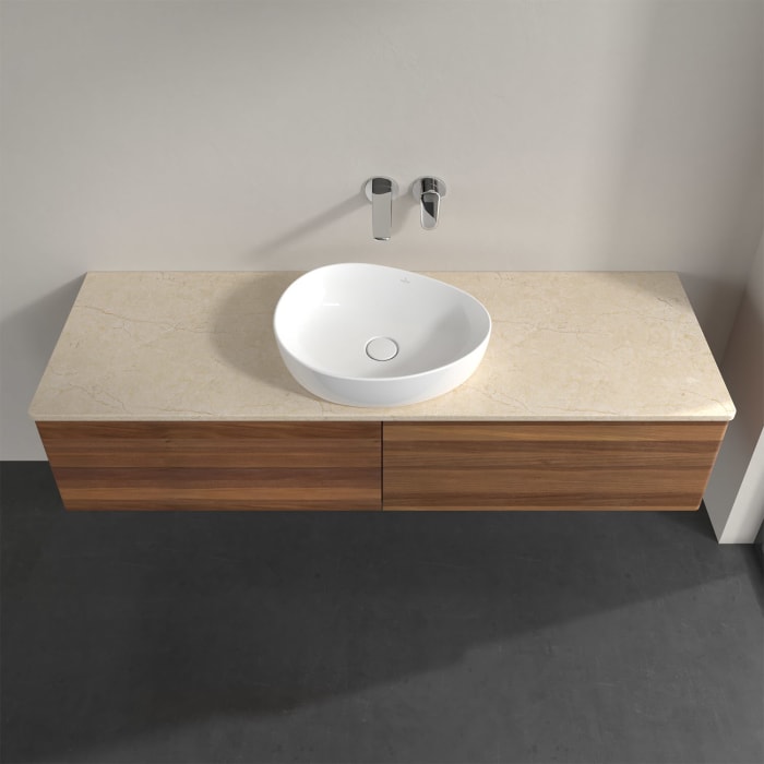 Villeroy & Boch Antao Waschbeckenunterschrank, 160 x 36 cm, 4 Auszüge mit LED-Licht, Front ohne Struktur, ohne Hahnloch, für Waschtisch mittig