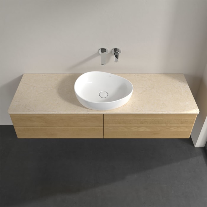 Villeroy & Boch Antao Waschbeckenunterschrank, 160 x 36 cm, 4 Auszüge mit LED-Licht, Front ohne Struktur, ohne Hahnloch, für Waschtisch mittig