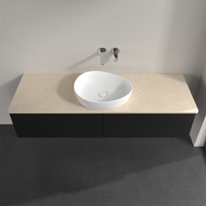 Villeroy & Boch Antao Waschbeckenunterschrank, 160 x 36 cm, 4 Auszüge mit LED-Licht, Front ohne Struktur, ohne Hahnloch, für Waschtisch mittig