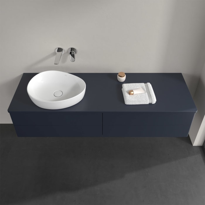 Villeroy & Boch Antao Waschbeckenunterschrank, 160 x 36 cm, 4 Auszüge mit LED-Licht, Front ohne Struktur, ohne Hahnloch, für Waschtisch links